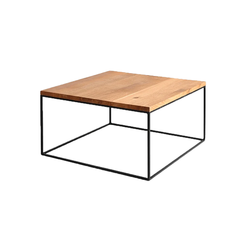 Tavolino Caffè TENSIO WOOD 100x100, impiallacciatura quercia, nero