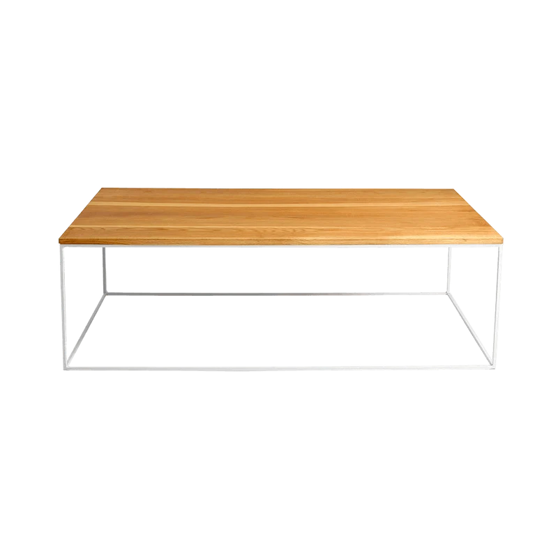 Tavolino Caffè TENSIO WOOD 140x80, impiallacciatura quercia, bianco