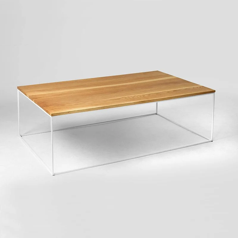 Tavolino Caffè TENSIO WOOD 140x80, impiallacciatura quercia, bianco