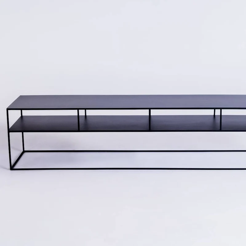 Tavolino RTV TENSIO 2 FLOOR METAL 200x45 - Nero