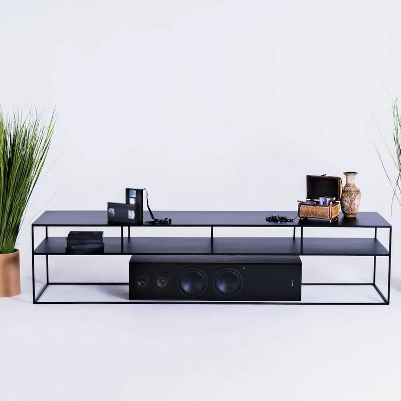 Tavolino RTV TENSIO 2 FLOOR METAL 200x45 - Nero