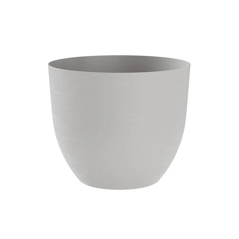 Vaso Rotondo Indoor e Outdoor Tera con Riserva D'acqua Over Cloud Ø38 cm in Plastica Grigio Chiaro