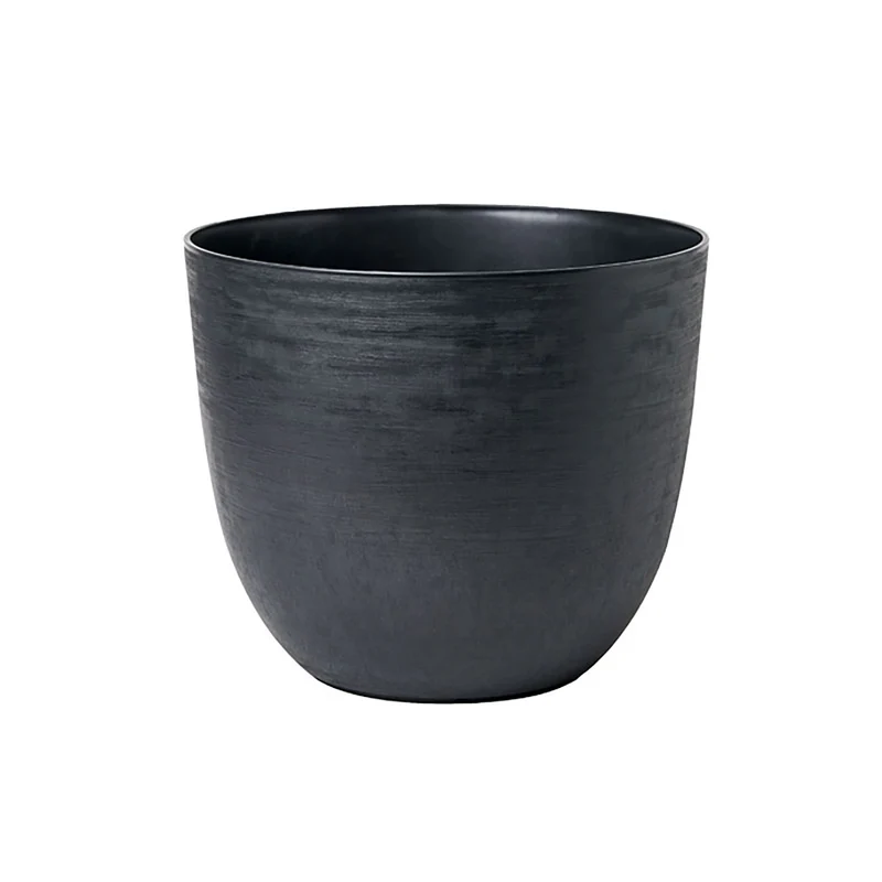 Vaso Rotondo Indoor e Outdoor Tera con Riserva D'acqua Over Black Ø38 cm in Plastica Nero