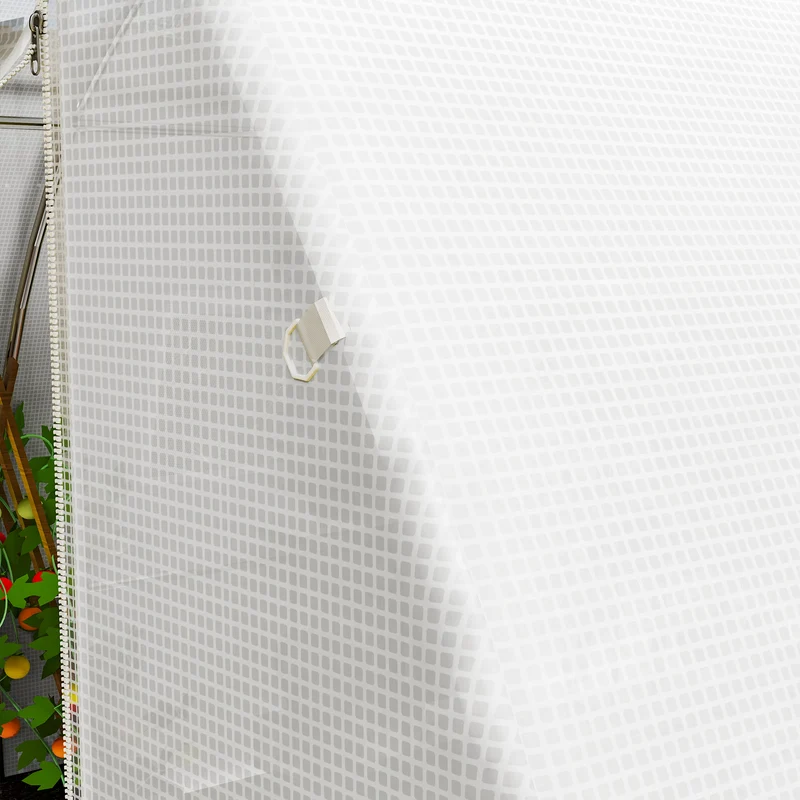 Telo per Serra 4x3x2 m con 8 Finestre Porta Avvolgibile e Bordi Interrati in PE Bianco