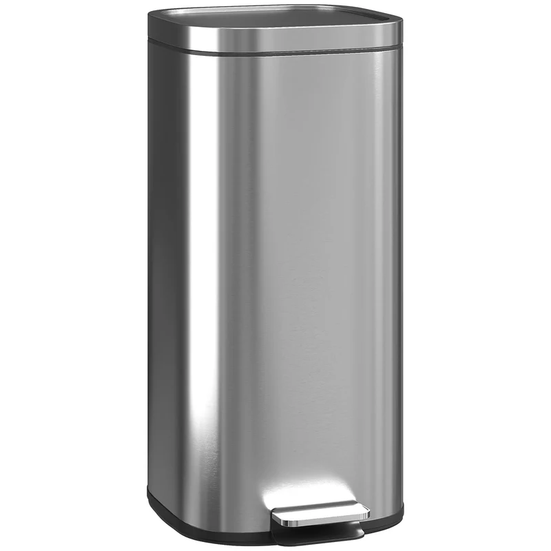 Pattumiera a Pedale 29x36x59,5 cm da 30L con Secchio Rimovibile in Metallo e PP Argento