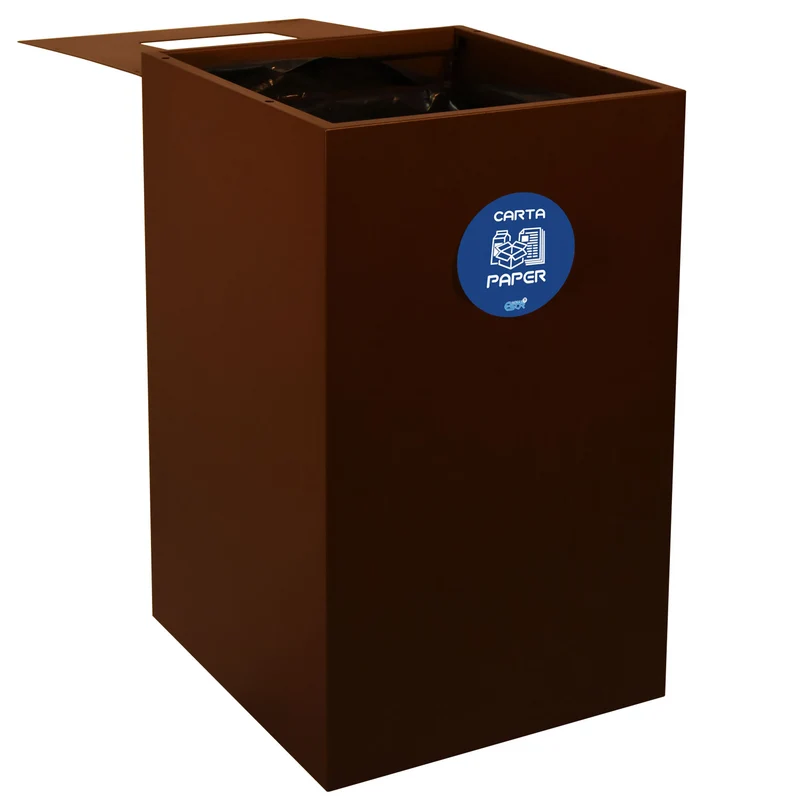 Contenitore per Raccolta Differenziata Capacità 100 L con Etichette 45x50x80 cm in Acciaio Verniciato Corten