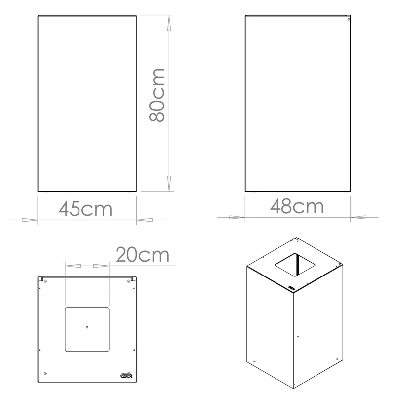 Contenitore per Raccolta Differenziata Capacità 100 L con Etichette 45x50x80 cm in Acciaio Verniciato Corten