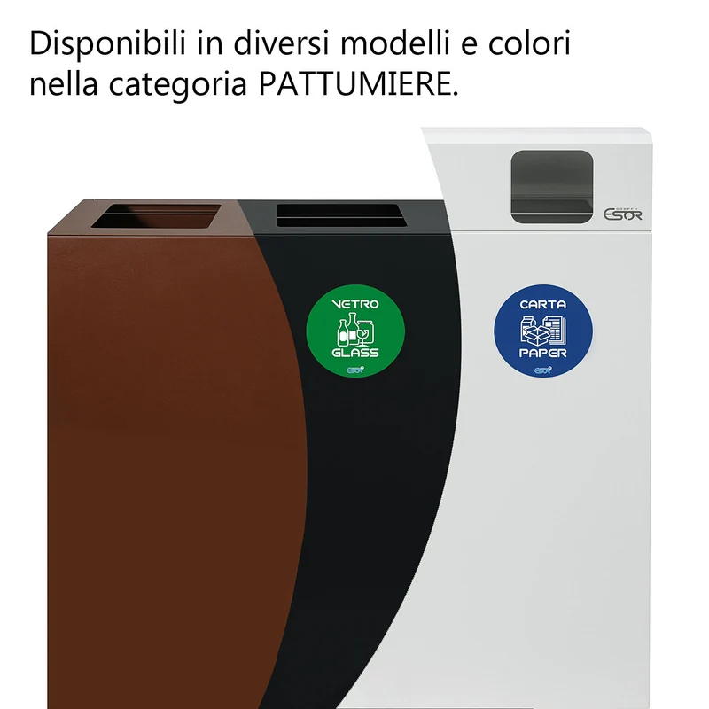 Pattumiera per Raccolta Differenziata 3 Scomparti 180 L 90x30x96 cm in Acciaio Verniciato Bianco