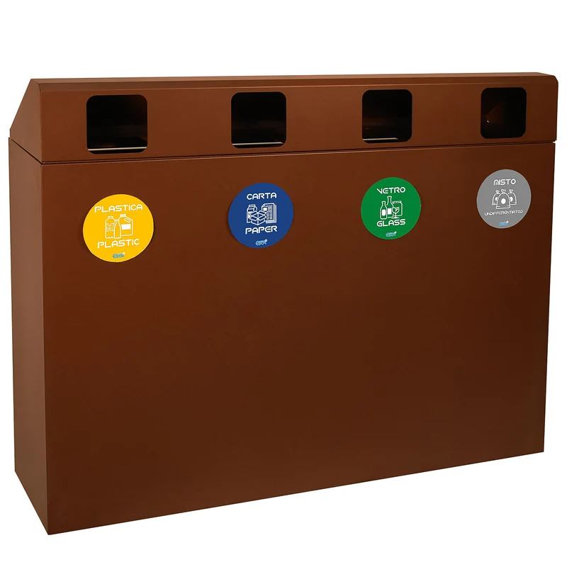 Mobile per Raccolta Differenziata 4 Scomparti 240 L 120x30x96 cm in Acciaio Verniciato Corten