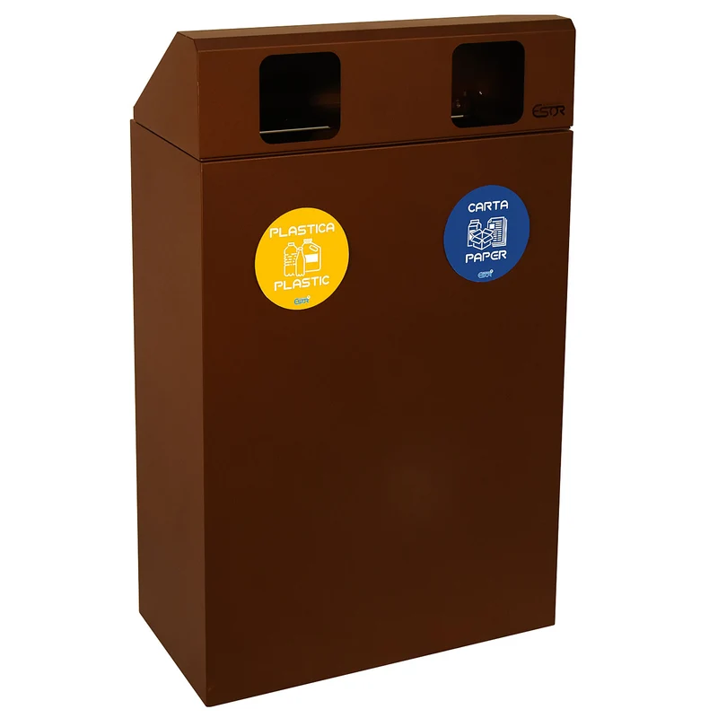 Mobile per Raccolta Differenziata 2 Scomparti 120 L 60x30x96 cm in Acciaio Verniciato Corten