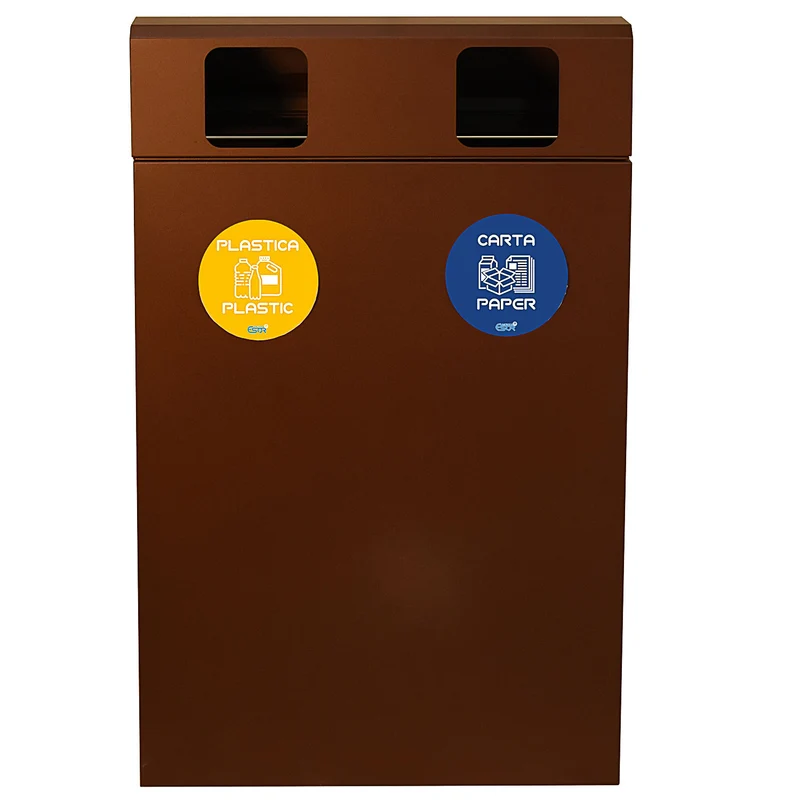 Mobile per Raccolta Differenziata 2 Scomparti 120 L 60x30x96 cm in Acciaio Verniciato Corten