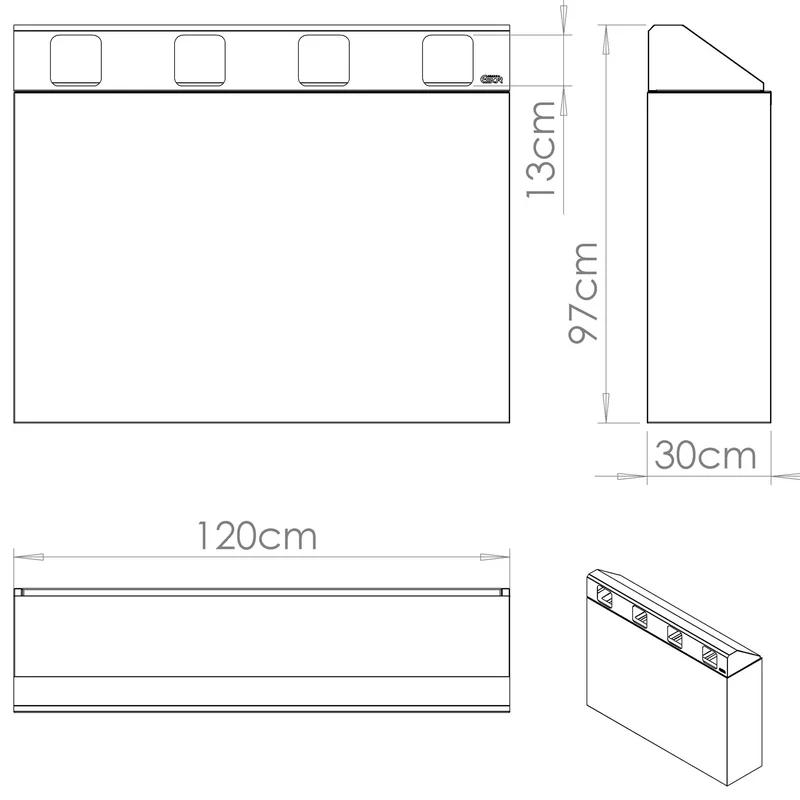 Pattumiera per Raccolta Differenziata 4 Scomparti 240 L 120x30x96 cm in Acciaio Verniciato Antracite