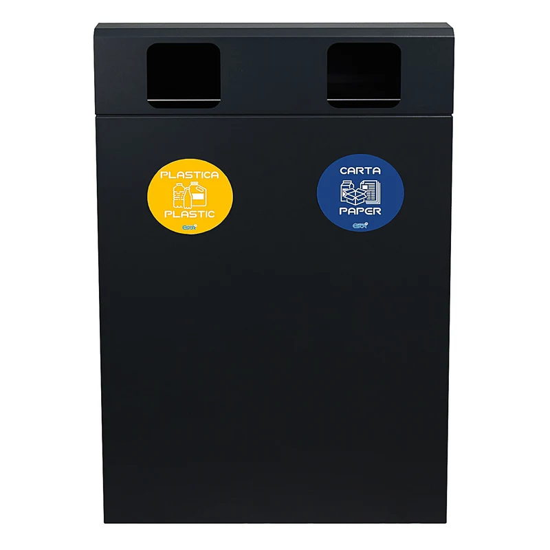 Pattumiera per Raccolta Differenziata 2 Scomparti 120 L 60x30x96 cm in Acciaio Verniciato Antracite