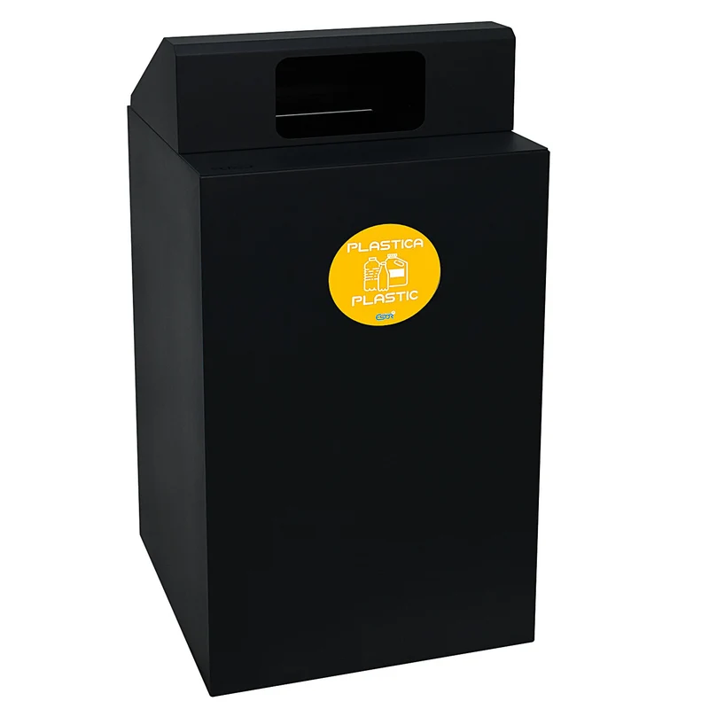 Contenitore per Raccolta Differenziata Capacità 100 L con Etichette 45x50x96 cm in Acciaio Verniciato Antracite