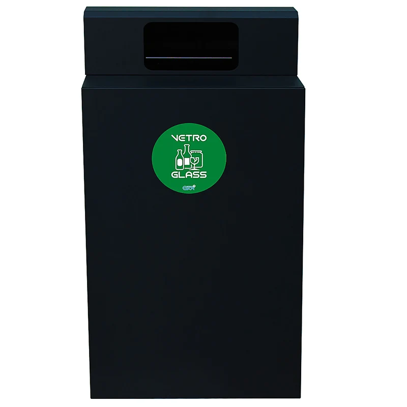 Contenitore per Raccolta Differenziata Capacità 100 L con Etichette 45x50x96 cm in Acciaio Verniciato Antracite