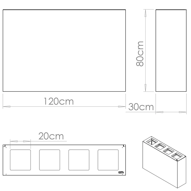 Pattumiera per Raccolta Differenziata 4 Scomparti 240 L 120x30x80 cm in Acciaio Verniciato Bianco