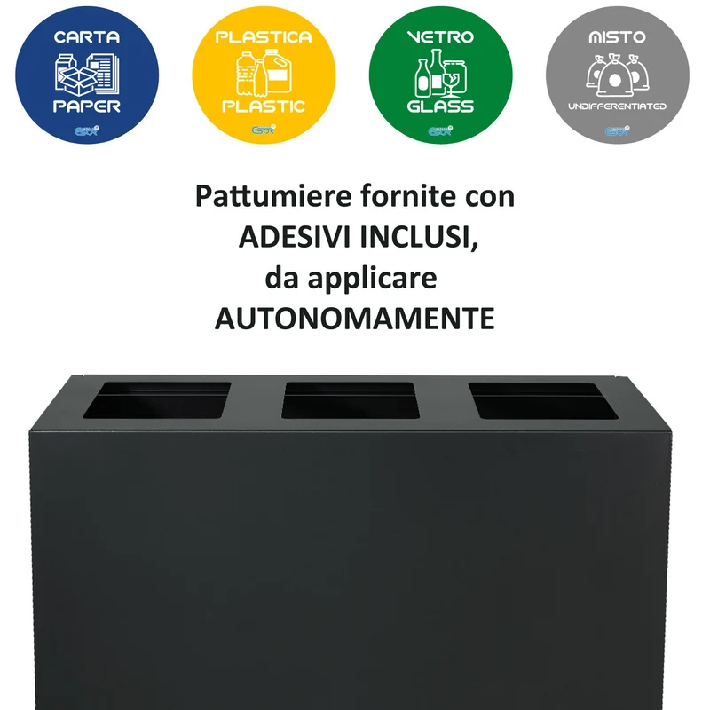 Pattumiera per Raccolta Differenziata 2 Scomparti 120 L 60x30x80 cm in Acciaio Verniciato Bianco