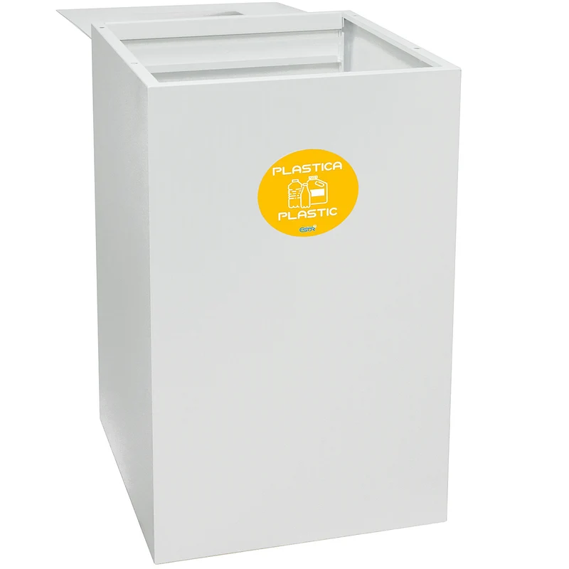 Contenitore per Raccolta Differenziata Capacità 100 L con Etichette 45x50x80 cm in Acciaio Verniciato Bianco