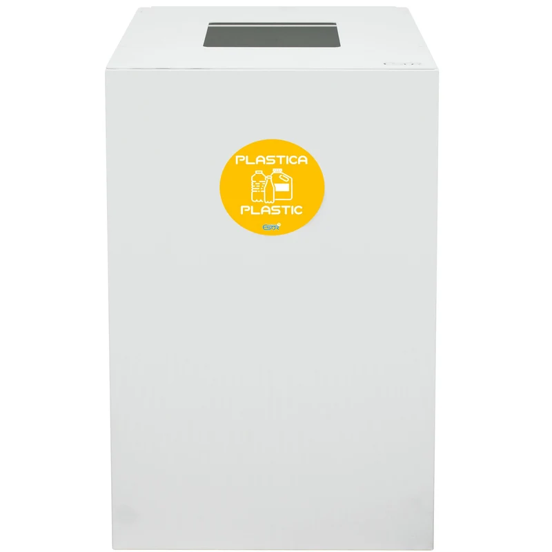 Contenitore per Raccolta Differenziata Capacità 100 L con Etichette 45x50x80 cm in Acciaio Verniciato Bianco
