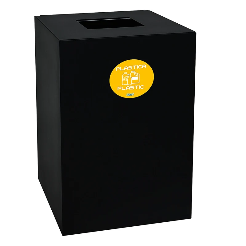 Contenitore per Raccolta Differenziata Capacità 100 L con Etichette 45x50x80 cm in Acciaio Verniciato Antracite