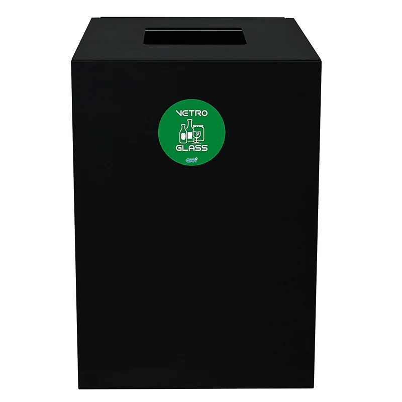 Contenitore per Raccolta Differenziata Capacità 100 L con Etichette 45x50x80 cm in Acciaio Verniciato Antracite