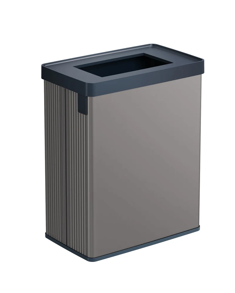 Pattumiera Alta 54L Interno Esterno Keter Verto Recycle 43,5x26,5x68,7 cm con Bordo Copri Sacco in Plastica Grigio Perla