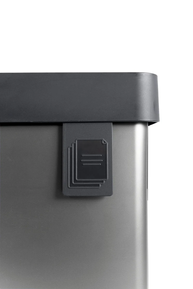 Pattumiera Alta 54L Interno Esterno Keter Verto Recycle 43,5x26,5x68,7 cm con Bordo Copri Sacco in Plastica Grigio Perla