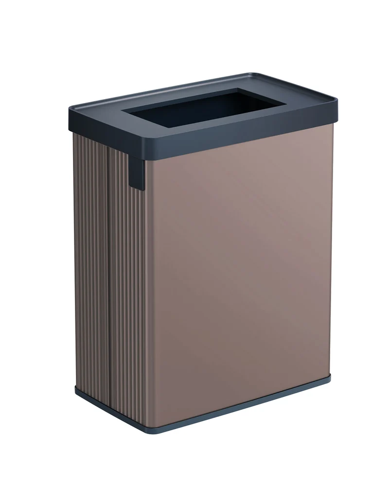 Pattumiera Alta 54L Interno Esterno Keter Verto Recycle 43,5x26,5x68,7 cm con Bordo Copri Sacco in Plastica Rosa Perla