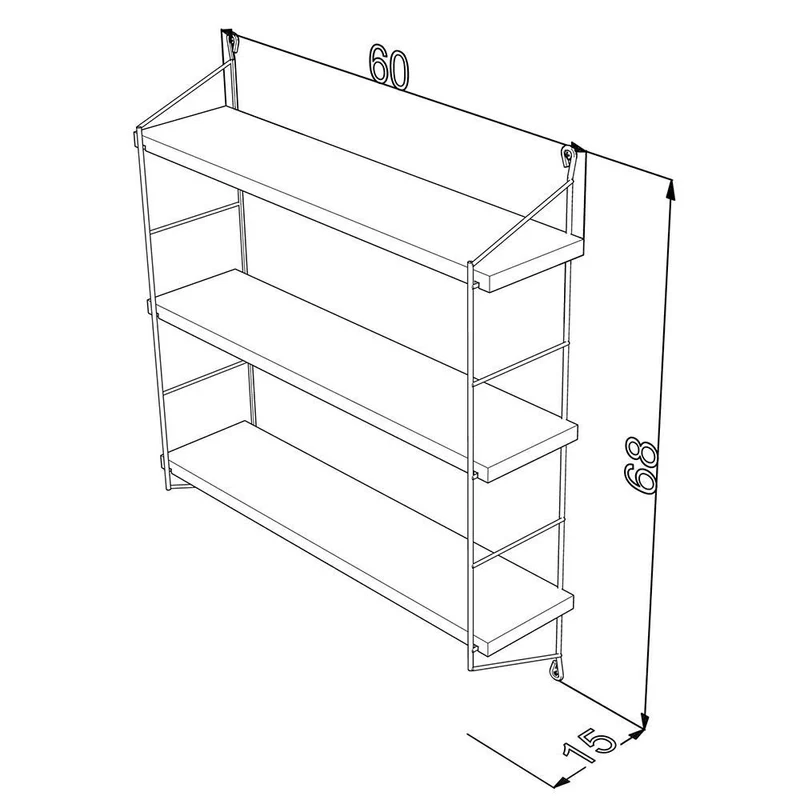 Mensola Neelix con 3 ripiani bianchi 60x15x68 cm bianco