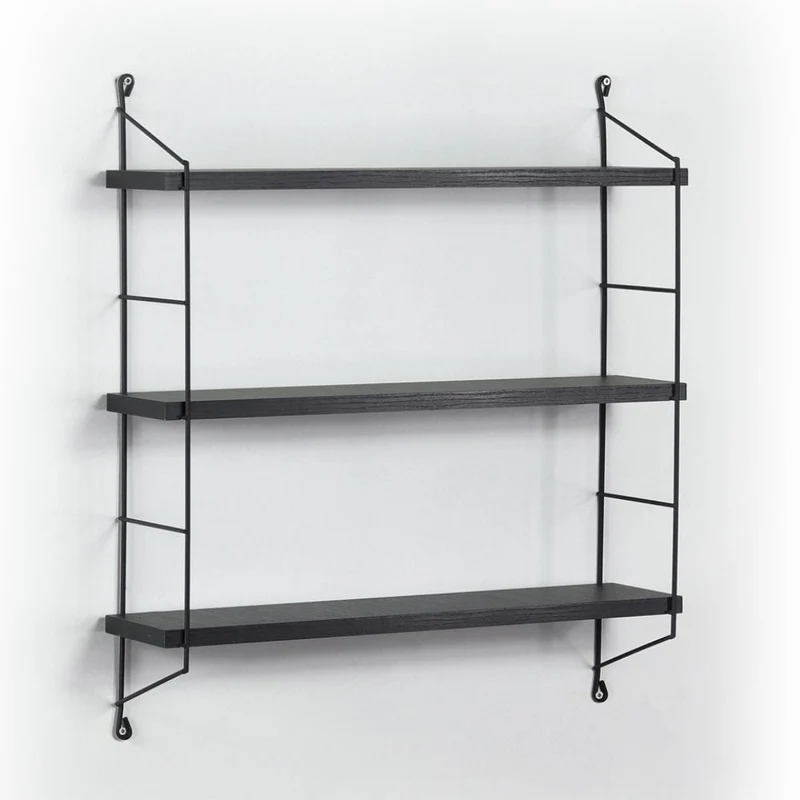 Mensola Neelix con 3 ripiani neri 60x15x68 cm nero