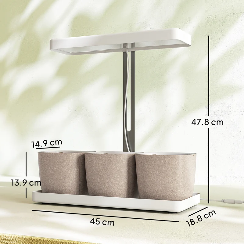 Lampade per Pianta 42 Luci LED con 3 Vasi Timer e Illuminazione Regolabile Bianco