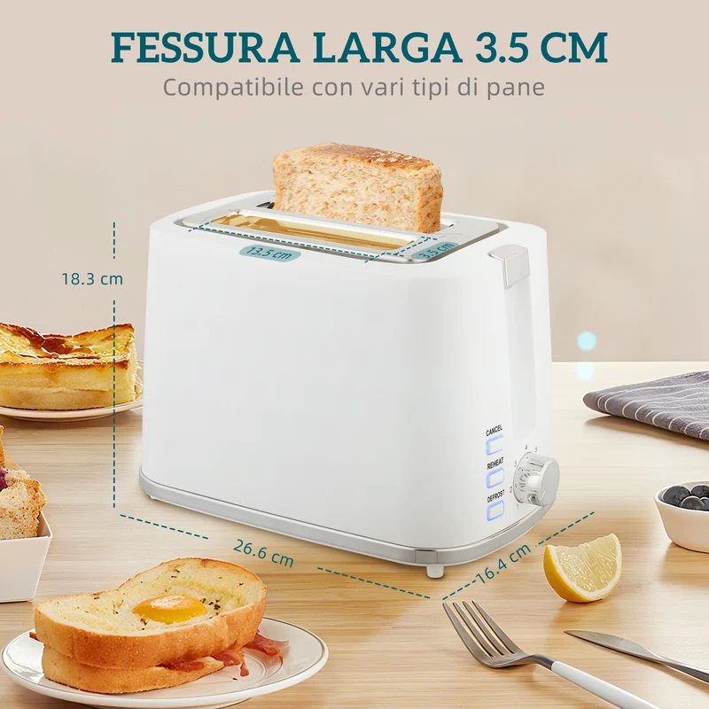 Set Bollitore Elettrico 2200W da 1,7L e Tostapane Doppio con 7 Livelli di Doratura Bianco