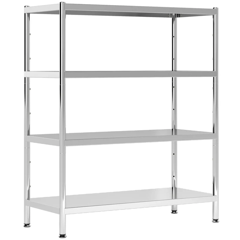 Scaffale da Cucina a 4 Livelli Regolabili 91x40x108 cm in Acciaio Inox Argento