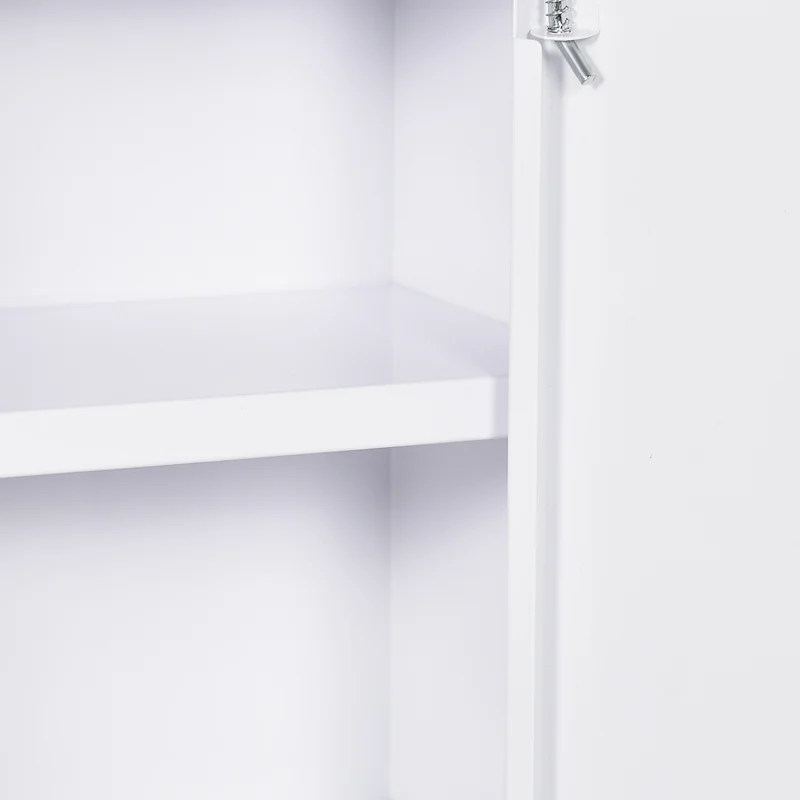 Armadietto Medicinali a 3 Ripiani 40x15x53,5 cm con Serratura e 2 Chiavi in Acciaio Bianco