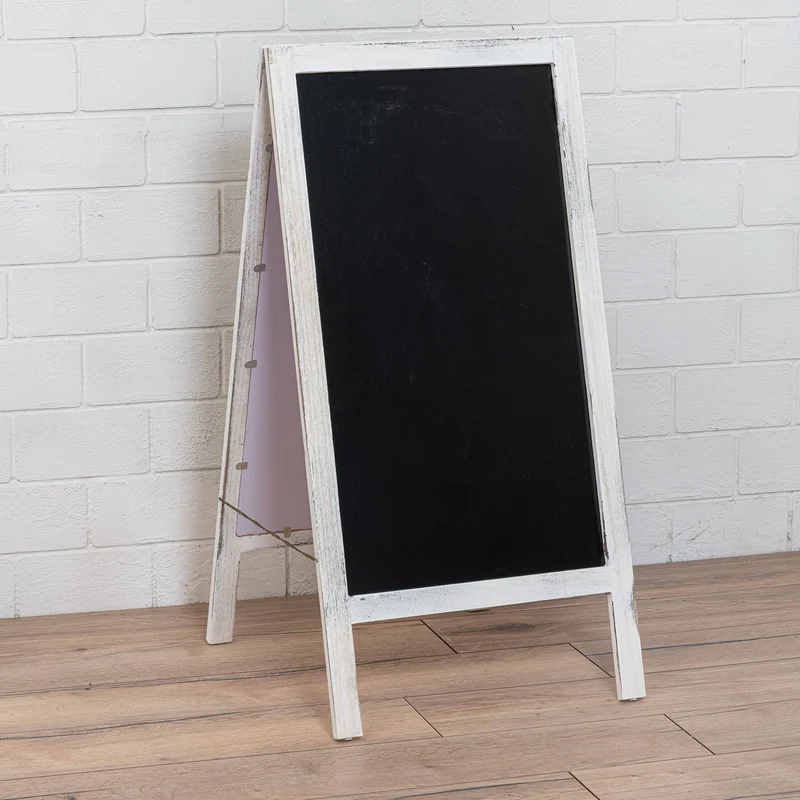 Lavagna Ristorante Pieghevole in Legno 50x65x100 cm Bianco