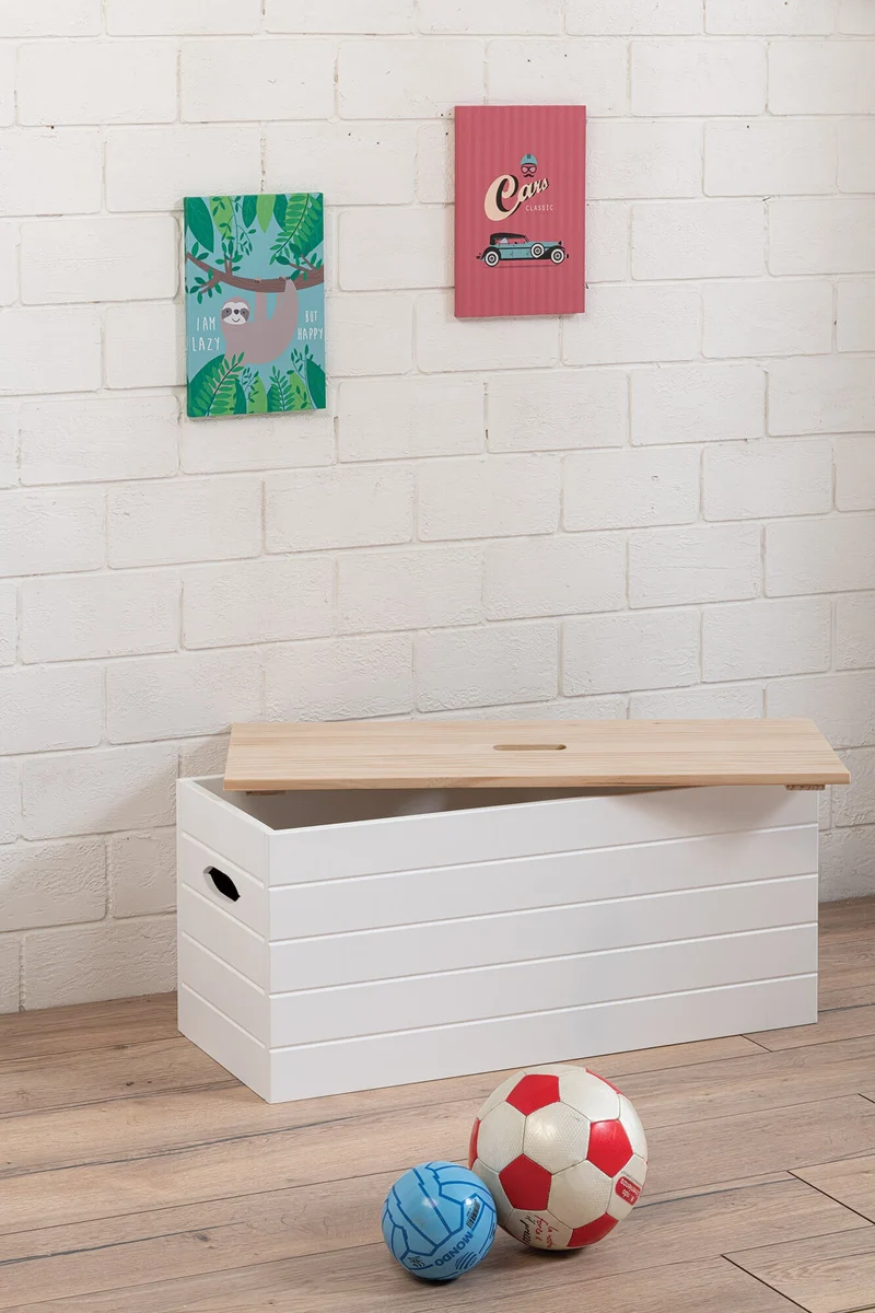 Cassapanca Baule in Legno 80x35x35 cm Panda Bianco