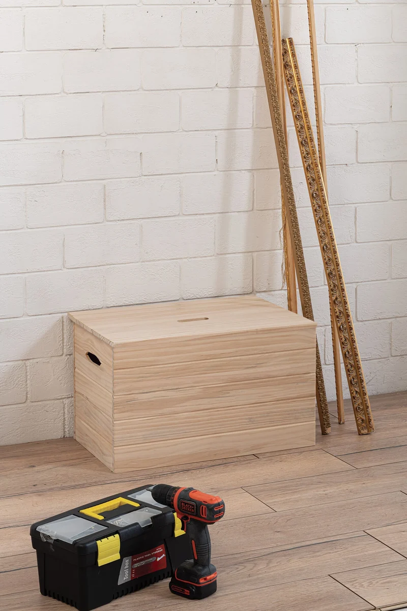 Cassapanca Baule in Legno 80x35x35 cm Panda