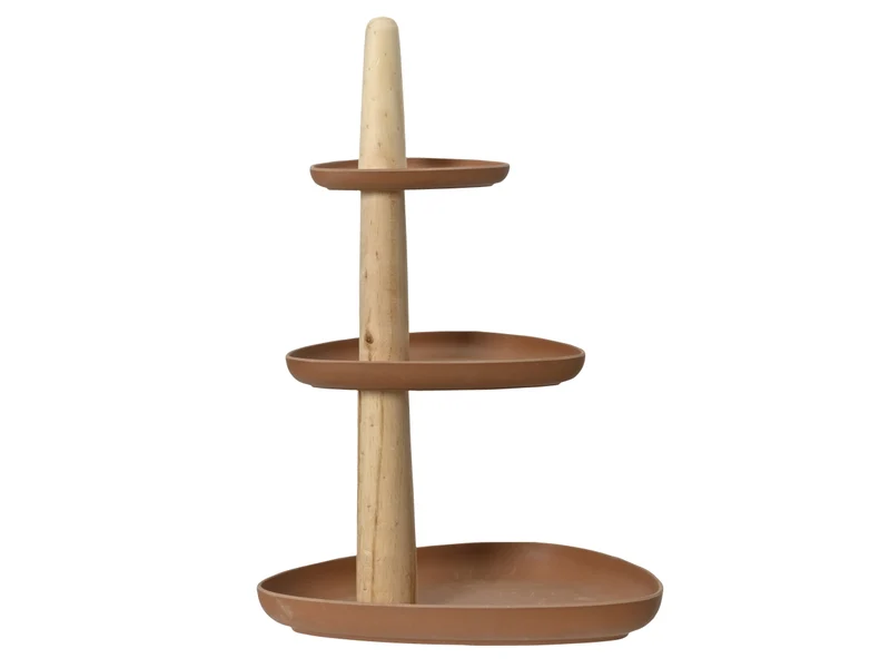 Alzatina decorativa 3 piani in bamboo, stile scandinavo - Kaemingk