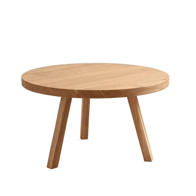Tavolino TREBEN ⌀80 Legno Massello Quercia