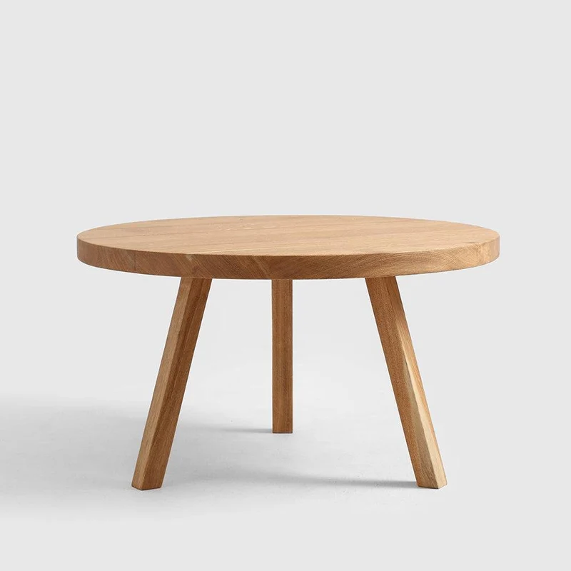 Tavolino TREBEN ⌀80 Legno Massello Quercia