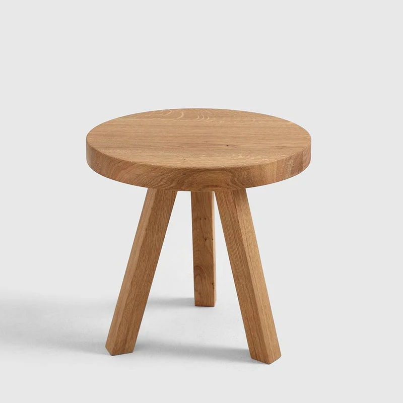 Tavolino TREBEN ⌀40 Legno Massello Quercia