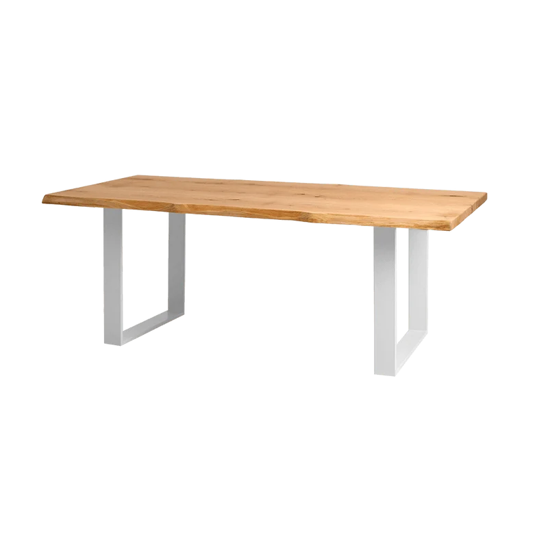 Tavolo da Pranzo FELD 180x90 Legno Massello Rovere Bianco