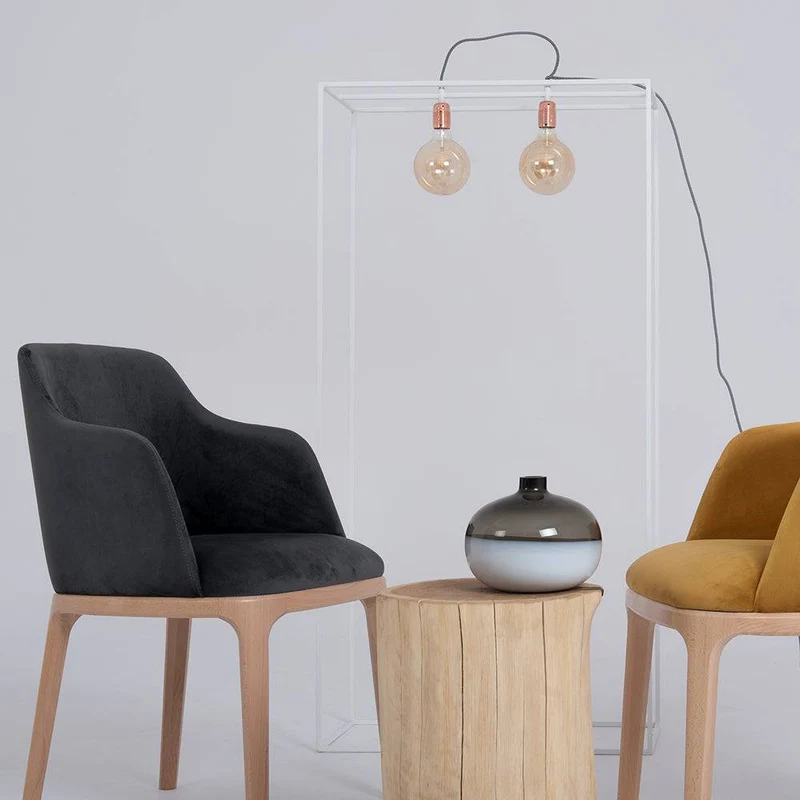 Sedia LULU con Braccioli - Grigio Lilla
