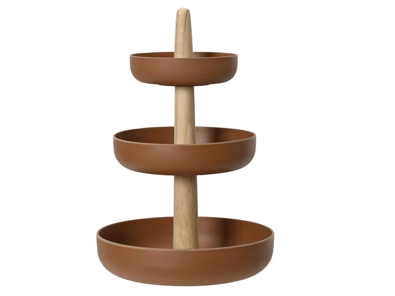 Alzatina decorativa 3 piani in bamboo, stile scandinavo - h.50xd.30cm - Kaemingk