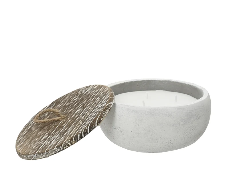 Candela profumata alla citronella con coperchio in legno - durata 20h, stile shabby chic - diametro 20x10 cm - Kaemingk