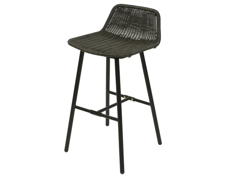 Sgabello da esterno in vimini colore nero 48x46xh.87cm