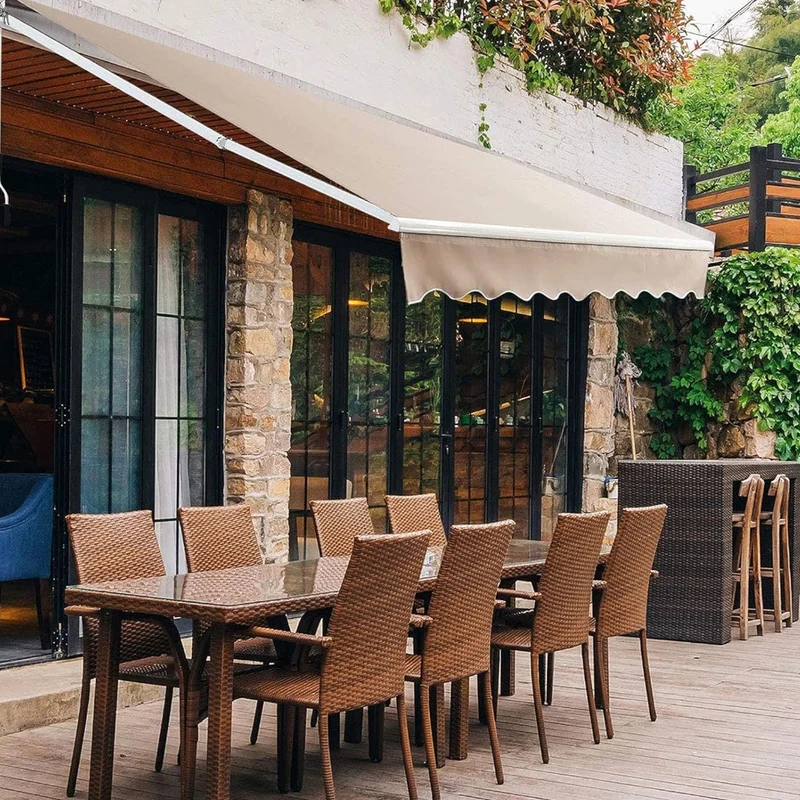 Tenda da sole per balcone beige con struttura in alluminio con kit per il montaggio Sonny