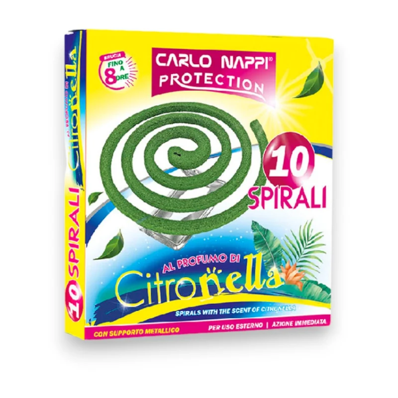 Spirali antizanzare al profumo di citronella confezione 10 pezzi per esterno