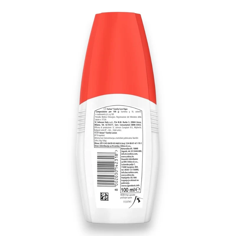 Repellente per zanzare con sostanze idratanti e aloe vera 100 ml