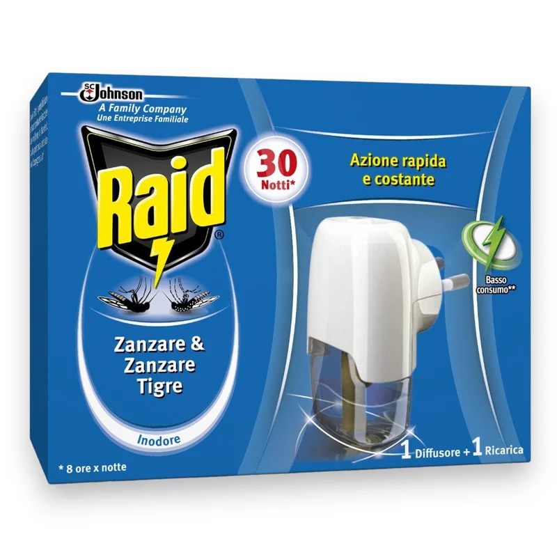 Diffusore liquido antizanzare base con 1 ricarica e protezione continua per esterno